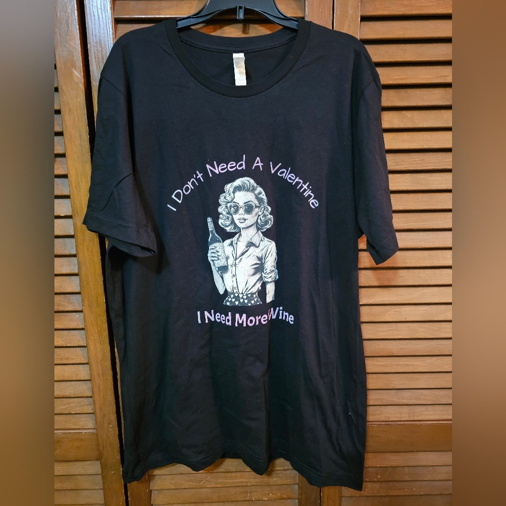 Black Graphic Valentine T-Shirt with Wine Theme